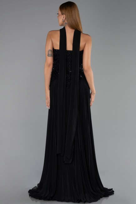 Abendkleid Lang Chiffon Schwarz ABU6436