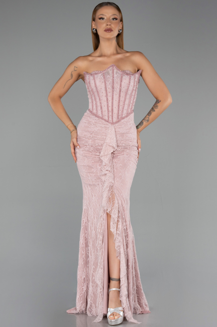 Abendkleid Lang Spitze Puder ABU6419