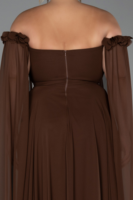Abendgarderobe in Großen Größen Lang Chiffon Braun ABU3464