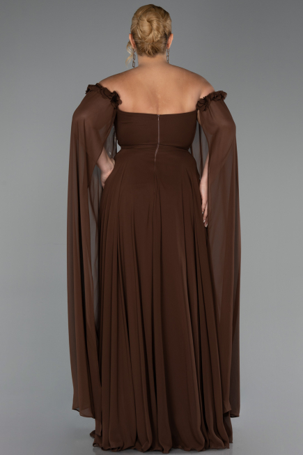 Abendgarderobe in Großen Größen Lang Chiffon Braun ABU3464
