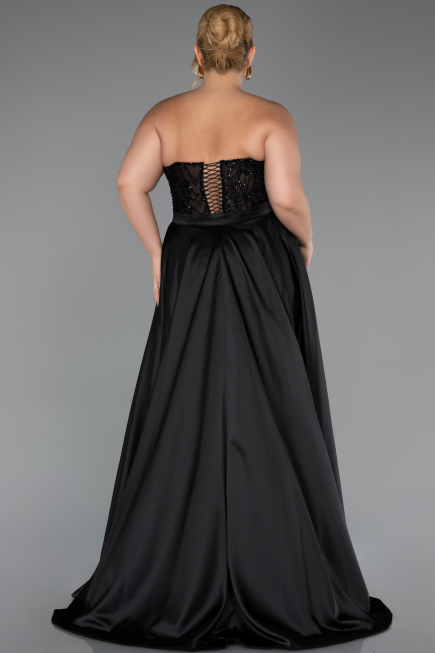 Abendkleid in Übergröße Lang Spitze Schwarz ABU6395