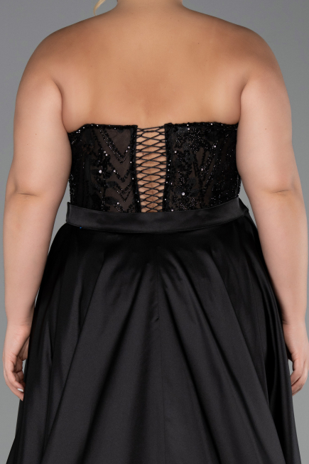 Abendkleid in Übergröße Lang Spitze Schwarz ABU6395