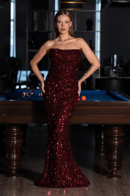 Abendkleid Lang Weinrot ABU6439