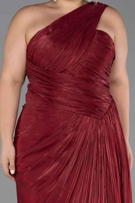 Abendkleid in Übergröße Lang Chiffon Weinrot ABU6513