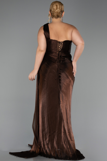 Abendkleid in Übergröße Lang Chiffon Braun ABU6513