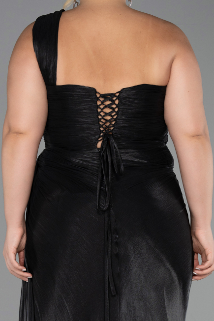 Abendkleid in Übergröße Lang Chiffon Schwarz ABU6513
