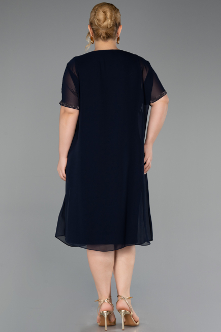 Abendkleid in Übergröße Midi Marineblau ABK2596