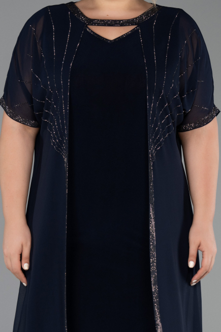Abendkleid in Übergröße Midi Marineblau ABK2596