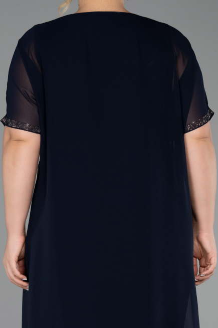 Abendkleid in Übergröße Midi Marineblau ABK2596