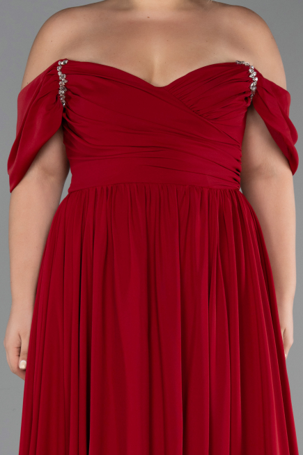 Weinrot Abendgarderobe İn Großen Größen Chiffon Lang ABU3738