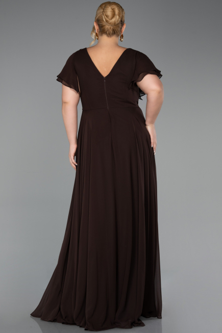 Kleider in Großen Größen Lang Chiffon Braun ABU1562