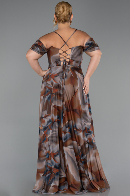 Abendkleid in Übergröße Lang Braun ABU6409