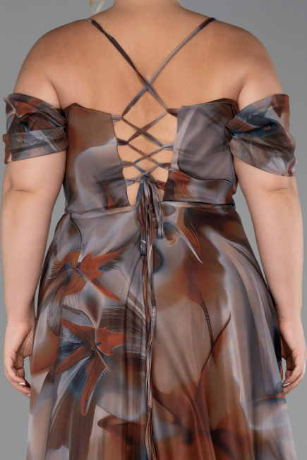 Abendkleid in Übergröße Lang Braun ABU6409