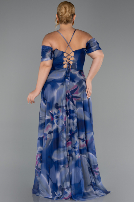 Abendkleid in Übergröße Lang Marineblau ABU6409