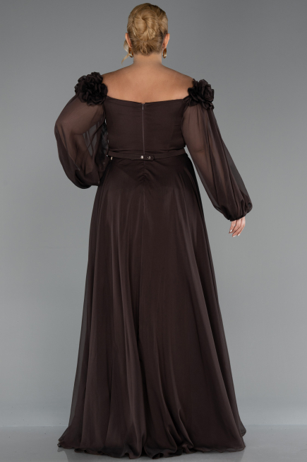 Kleider in Großen Größen Lang Chiffon Braun ABU4131