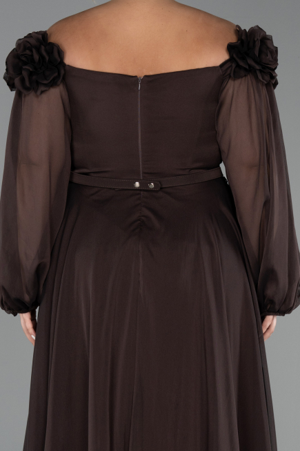 Kleider in Großen Größen Lang Chiffon Braun ABU4131