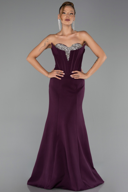 Abendkleid im Meerjungfrau-Stil Lang Pflaume ABU6526