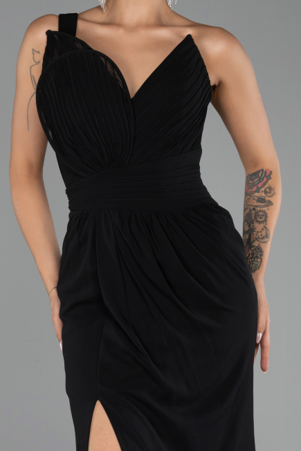 Abendkleid Lang Chiffon Schwarz ABU6500