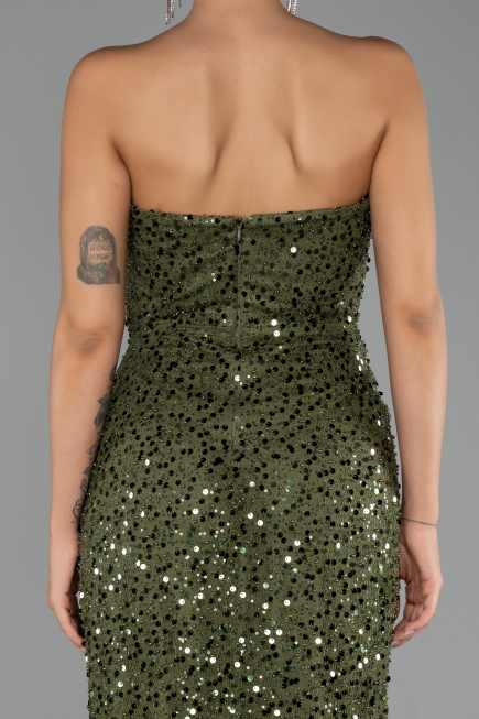 Abendkleid Lang Schuppig Khaki ABU6503