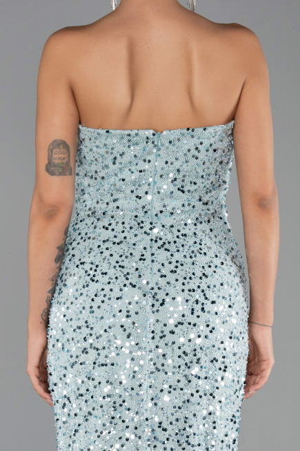 Abendkleid Lang Schuppig Minzgrün ABU6503
