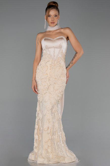 Abendkleid Lang Beige ABU6442