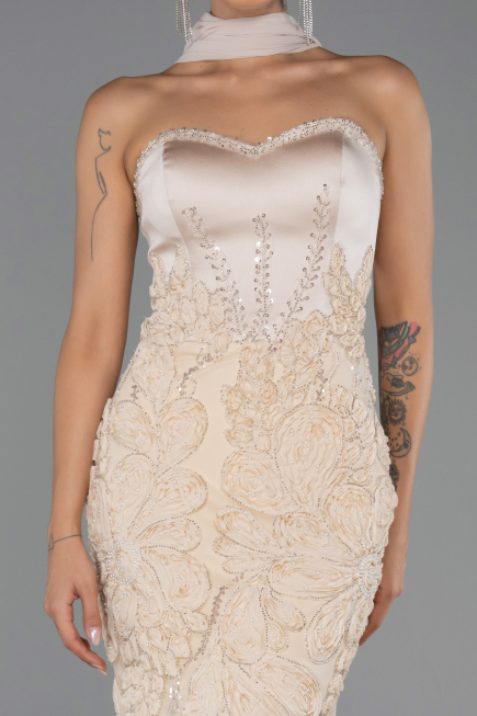 Abendkleid Lang Beige ABU6442
