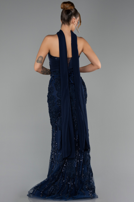 Abendkleid Lang Marineblau ABU6442