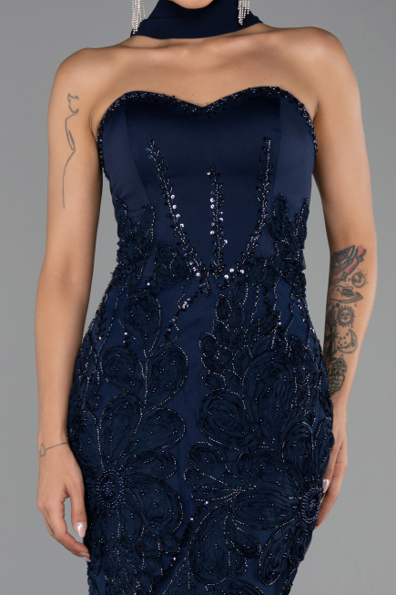 Abendkleid Lang Marineblau ABU6442