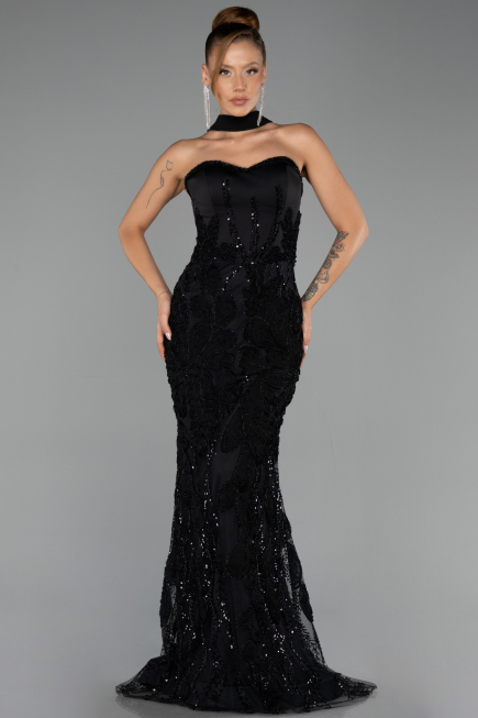 Abendkleid Lang Schwarz ABU6442
