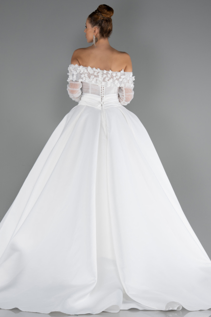 Hochzeitskleider Lang Satin Weiß ABG197