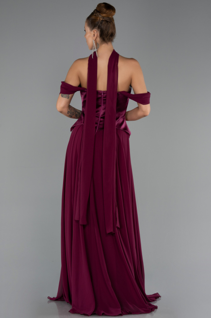 Abendkleid Lang Chiffon Pflaume ABU5327