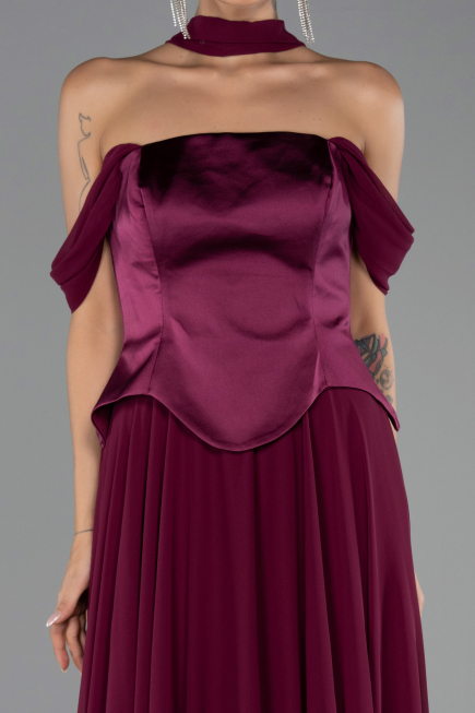 Abendkleid Lang Chiffon Pflaume ABU5327