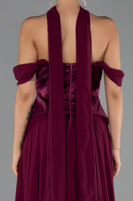Abendkleid Lang Chiffon Pflaume ABU5327