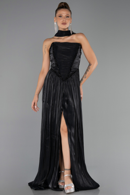 Abendkleid Lang Chiffon Schwarz ABU6531