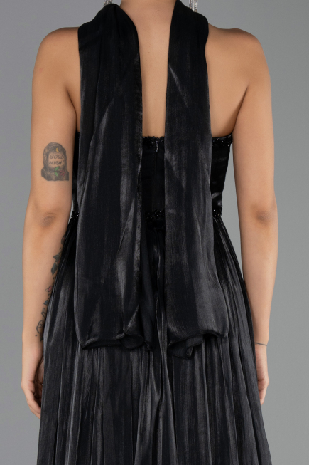 Abendkleid Lang Chiffon Schwarz ABU6531