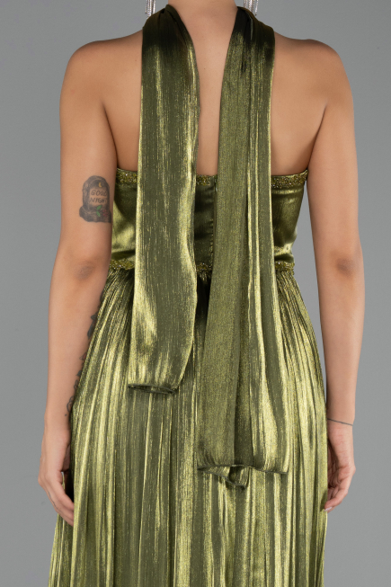 Abendkleid Lang Chiffon Öl Grün ABU6531
