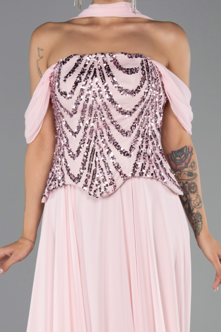 Abendkleid Lang Chiffon Puder ABU6532