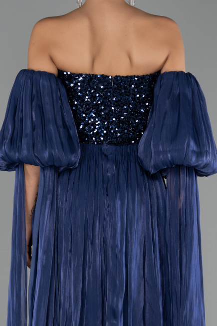 Abendkleid Lang Chiffon Marineblau ABU6533