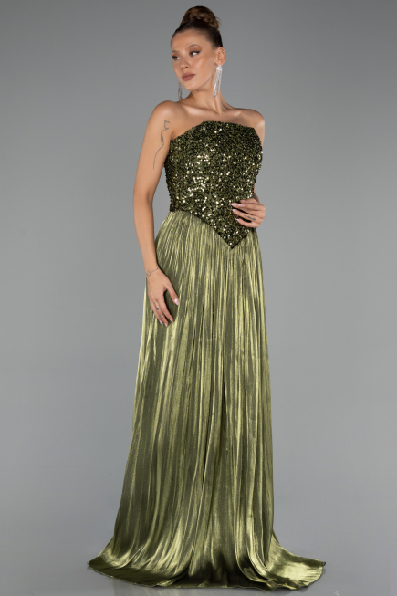 Abendkleid Lang Chiffon Öl Grün ABU6533
