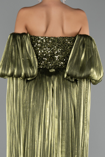 Abendkleid Lang Chiffon Öl Grün ABU6533