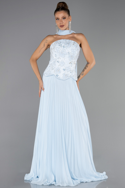 Abendkleid Lang Chiffon Eisblau ABU6436