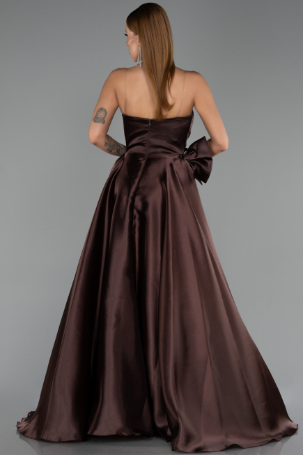 Abendkleid Lang Satin Braun ABU5541