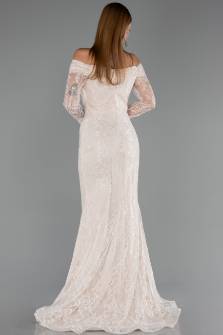 Abendkleid Lang Spitze Beige ABU5617