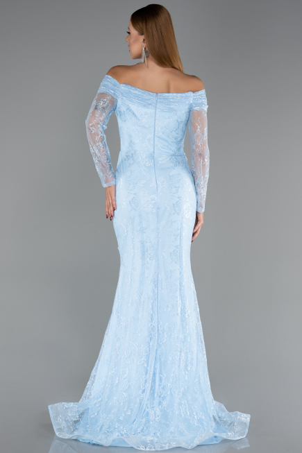 Abendkleid Lang Spitze Eisblau ABU5617