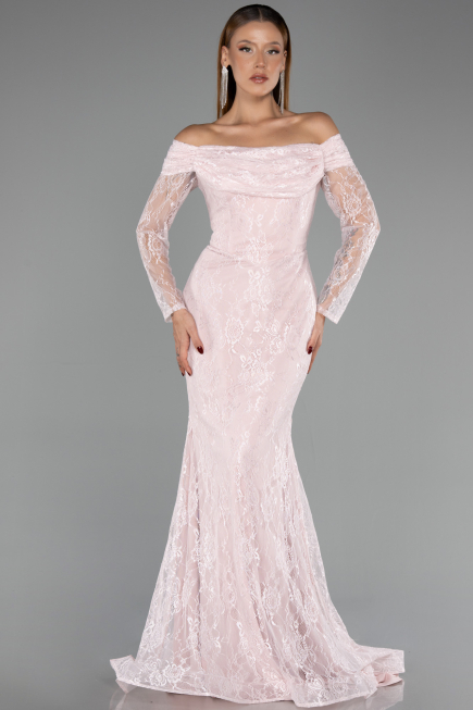 Abendkleid Lang Spitze Puder ABU5617