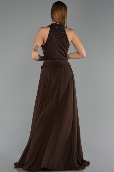 Abendkleid Lang Chiffon Braun ABU6550