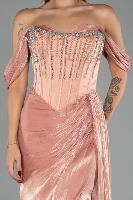 Abendkleid Lang Chiffon Lachs ABU6496