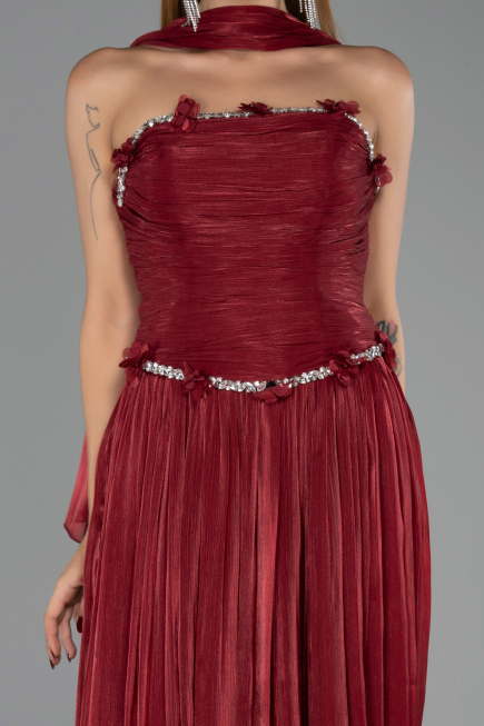 Abendkleid Lang Chiffon Weinrot ABU6322