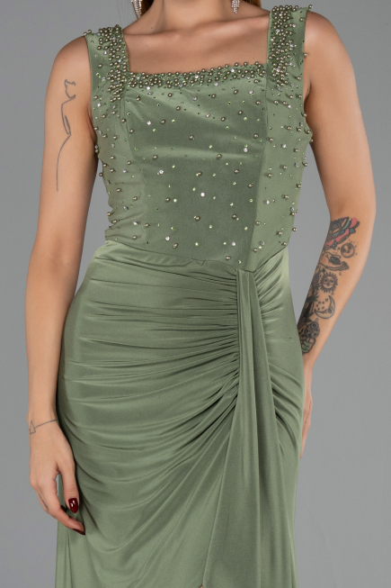 Abendkleid Lang Öl Grün ABU6552