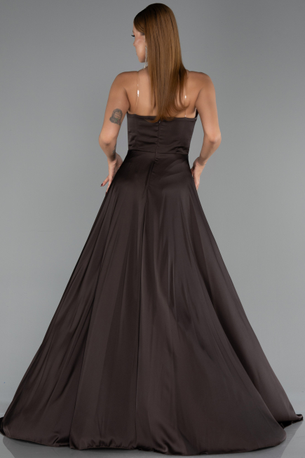 Abendkleid Lang Satin Braun ABU6553